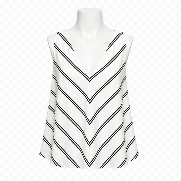 Club Monaco Tops - Club Monaco White Chevron Sleeveless Blouse – Size M